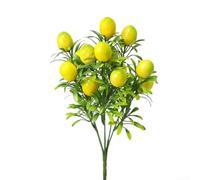 Artificial Orange Fortune Fruit Branches, 7-Fork Simulated Floral Decor for Home Wedding Office, Plastic Foam Fake Fruit Cutting Ornament(lemons)