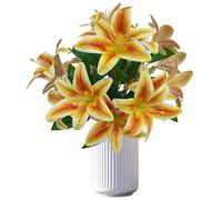 Artificial Orange Lilies Flowers,10Pcs Faux Lily Flower,20''Tiger Lily Branch with 2 Full Blooms , Faux Fake Lilies Plants for Wedding Bouquet Home Party Indoor Floral Arrangements (10, orange)