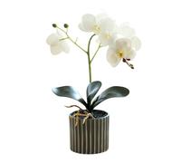 Artificial Orchid 12.6 Inch Orchids Artificial Flowers Tall Realistic Artificial Orchid in a Pot Real Touch Decorative Bonsai Fake Flowers for Home White