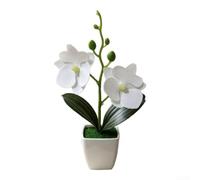 Artificial Orchid Bloom Arranged In Decorative Pot For Use Residential Commercial And Creative Production Environments(White)