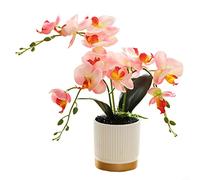 Artificial Orchid Flowers Pot, Artificial Flower Phalaenopsis Bonsai Decoration Artificial Orchid Flower（Pink）