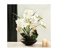 Artificial Orchid Flowers w/Ceramic Vase Simulation Phalaenopsis Bouquet Bonsai Fake Silk Flowers Potted Plants Home Decor Table Centerpiece Bathroom Ornaments