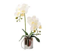 Artificial Orchid Flowers White Faux Orchids with Ceramic Vase Vivid Fake Phalaenopsis Flower Arrangement Gorgeous Artificial Plants for Office Desk Wedding Party Exhibition Center & Home Table Decor