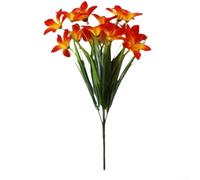 Artificial Orchid Grass Bouquet Crafted from Plastic and Silk for Living Room Bedroom and Event Decoration (Sunset Red)