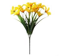 Artificial Orchid Grass Bouquet Crafted from Plastic and Silk for Living Room Bedroom and Event Decoration (Yellow)