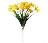 Artificial Orchid Grass Bouquet for Indoor Use Including For Home Office Studio and Special Event Decoration (Yellow)