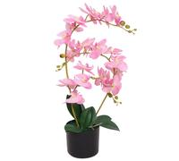 Artificial Orchid Plant 65 cm Pink Fabric Flowers Plastic Leaves Pot Iron Wires
