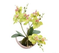 Artificial Orchid, Three-Fork Butterfly Orchid Silk Flower Potted Plant for Home Wedding Decoration, Elegant Display(green)