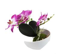 Artificial Orchid, Three-Fork Butterfly Orchid Silk Flower Potted Plant for Home Wedding Decoration, Elegant Display(purple)