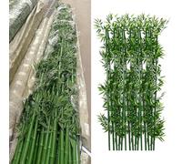 Artificial Outdoor Bamboo Tree UV Resistant 3ft 4ft 5ft 6ft 7ft 8ft Tall, Garden Privacy Screen Large Faux Bamboo Silk Trees with Leaves, Fake Plant Plastic Tree for Indoor Home Decor(15 pack,2.5m/8ft