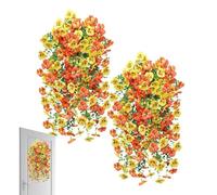 Artificial Outdoor Flowers - 2 Piece Realistic Faux Plant Decor for Patio Garden | UV Resistant Flexible Blooms with Flexible Stems, Weather Fade Resistant Design, Decorative Greenery for Door Wall