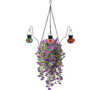Artificial Outdoor Flowers Metal Bird Feeder with Hook Realistic Decor