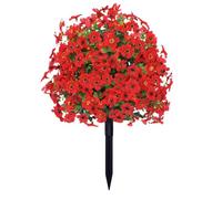 Artificial Outdoor Shrubs - Artificial Topiary for Outdoors - Violet Ball Trees UV-Resistant Weatherproof 23in Flowers Plants for Cemetery Porch Backyard Patio Wedding Front Door Decoration