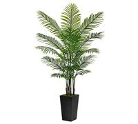 Artificial Palm Tree 6FT - Fake Tree with Black Tall Planter - Faux Tropical Areca Floor Plant in Pot - Artificial Silk Plant for Home Office Living Room Decor Indoor