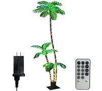 Artificial Palm Tree Christmas Tree 7ft 3 Trunks 260 LED Simulation Tropical Palm Tree Fake Plant Light for Patio Home Office Beach Yard Cruise Hawaiian Party Decoration