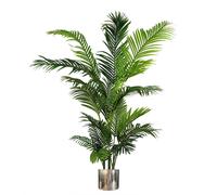 Leaf Large Artificial Palm Tree with Metal Planters, Green, 180cm