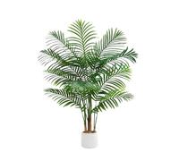 Artificial Palm Tree Indoor 120CM Plant Tall Fake Tropical Palm Tree in Pot with Real Bark Design Faux Areca Palm Tree for Home Office Living Room Bedroom Outdoor Decor (13 Trunks, White, 4 FT)