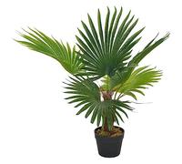 Artificial Palm Tree with Pot 70 cm Green Brown Plastic Wood Artificial Plant Easy Care Standing Living Room Office Balcony Garden Decoration Indoor Outdoor Table Decoration Wall Decoration