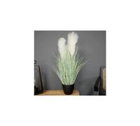 Artificial Pampas Grass Flowers Faux House Plant Potted Black Pot