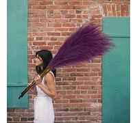 Artificial Pampas Grass Large 120cm Bundle of 3 Artificial Pampas Grass Decoration High Fluffy Stems Floor Vase Filler for Living Room Kitchen Boho Decoration Wedding Dark Purple