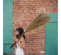 Artificial Pampas Grass Large 120cm Bundle of 3 Artificial Pampas Grass Decoration Tall Fluffy Stems Floor Vase Filler for Living Room Kitchen Boho Decoration Wedding Light Brown