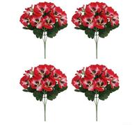 Artificial Pansy Flower Set 4 pcs with Natural-Looking Petals and Bendable Stems for Home Office Wedding Party Floral Displays (Watermelon Red)