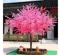 Artificial Peach Blossom Tree with Wood Trunk and Silk Flowers for Indoor Outdoor Wedding and Exhibition Decoration