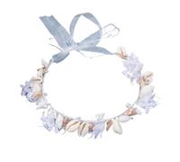 Artificial Pearl Hairband Handmade Pearl Conch Big Hoop Sea Snail Shell Crown Bride's Headdress Beach Wedding Hair Accessories(White)