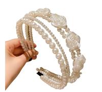 Artificial Pearl Hairband Imitation Pearl Headbands 1/2 Pieces That Do Not Hurt Hair, Sweet Little Girl Flower Headbands(Color-03)