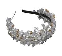 Artificial Pearl Hairband Pearl Crystal Bridal Hair Wedding Silver Diamond Crown Headband Handmade Accessories Jewelry Fashion Women Headpiece Tiara