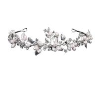 Artificial Pearl Hairband Pearls Headband Silver Wedding Crown Rhinestone Bridal Hair Accessories Handmade Leaves Party Headpiece Women Headdress