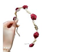 Artificial Pearl Hairband Rose Pearl Headband Summer Hairpin Headdress Pressure Hair High Skull Top Hair Accessories(Color-01)