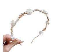 Artificial Pearl Hairband Rose Pearl Headband Summer Hairpin Headdress Pressure Hair High Skull Top Hair Accessories(Color-02)
