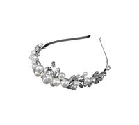 Artificial Pearl Hairband Wedding Head Jewelry Pearls Crown Women Handmade Headbands Rhinestones Bride Diadem Hairbands Bridal Hair Accessories(Silver)