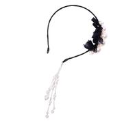 Artificial Pearl Headband with Fake Earring for Hair Styling | Net Yarn Build, Black Understated Luxury Style, Daily Wear, Street Photography, Festive Accessorizing