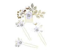 Artificial Pearls Design Hair Pin Bridal Accessories with Flower Decors Wedding Ceremony Headpiece Photo Props Bridal Hairpins for Formal Event