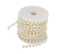 Artificial Pearls String Beads Chain, 10m/Roll 8mm Pearl Beads String Chain Garland, Grinding Pearl Wire Garland Bead Ribbon, Faux Pearl Beads Garland for Wedding DIY Craft Party Decoration (Beige)