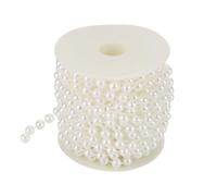 Artificial Pearls String Beads Chain, 10m/Roll 8mm Pearl Beads String Chain Garland, Grinding Pearl Wire Garland Bead Ribbon for Wedding DIY Craft Party Table Decoration (White)