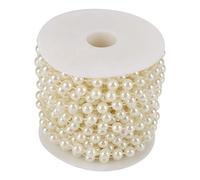 Artificial Pearls String Beads Chain, 10m/Roll 8mm Pearl Beads String Chain Garland, Grinding Pearl Wire Beads Garland String DIY Wedding Decoration for Party Home Decoration (Beige1)