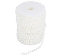 Artificial Pearls String Beads Chain, 25m/Roll 6mm Pearl Beads String Chain Garland, Grinding Pearl Wire Beads Garland String DIY Wedding Decoration for Party Home Decoration (White3)
