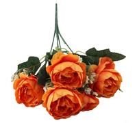 Artificial Peonies Silk Flowers Bouquet for Wedding Home Decor Table Centrepiece Pink Red Orange Purple 30cm Height Realistic Faux Floral Arrangement(orange)