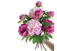 Artificial Peony 4PCS Vintage Silk Flowers Fake Peonies with Stems for Wedding Decoration Bridal Bouquet Arrangement (Rossy)