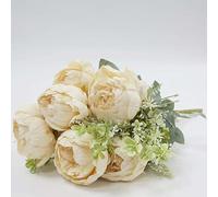 Artificial Peony Bunch for Decor Home Faux Flowers Silk Peony Fake Flower for Wedding Home Office Party Hotel Window Sill Decoration, Table Centerpieces, Floral Arrangements (Champagne)