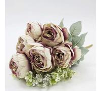 Artificial Peony Bunch for Decor Home Faux Flowers Silk Peony Fake Flower for Wedding Home Office Party Hotel Window Sill Decoration, Table Centerpieces, Floral Arrangements (Dusky Pink)