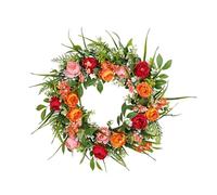 Artificial Peony Flower Door Wreath 45cm Realistic Outdoor Indoor | Handmade silk cloth PP material green leaf reusable no maintenance suitable for home bedroom living room wall