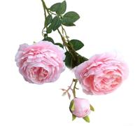 Artificial Peony Flowers 3 Heads Silk Rose Bouquet 61cm Tall Faux Floral Arrangement Realistic Looking Plants for Home Office Living Room Decoration Indoor Outdoor Wedding Party(pink)