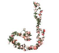 Artificial Peony Vine Artificial Flower Garland Hanging Silk Plants Vine for Wedding Arch Garden Home Bedroom Office Wall Art Decoration Decorative Item (Pink, One Size)