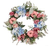 Artificial Peony Wreath 40cm Autumn Harvest Door Decor | Lifelike peony flowers, 40cm diameter, elegant door decor, vibrant pink hues, silk cloth