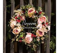 Artificial Peony Wreath for Front Door 15-16 Inch Wall Decor