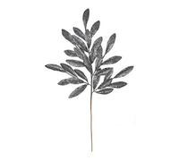 Artificial Pewter Christmas Glitter Bay Leaf Spray H60 Cm
